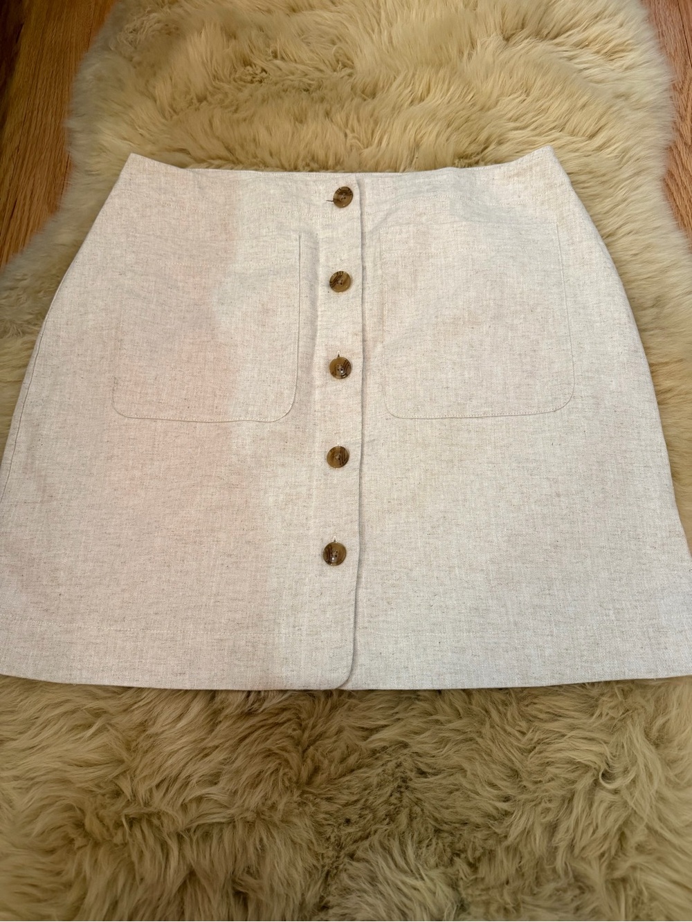 Banana Republic Linen Blend Button-Front Mini Skirt